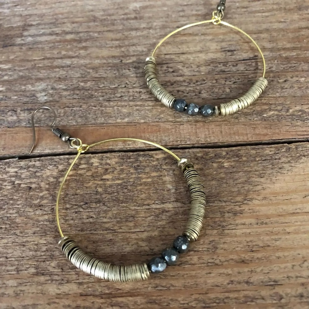 Elegant Gold and Black Hoop Earrings